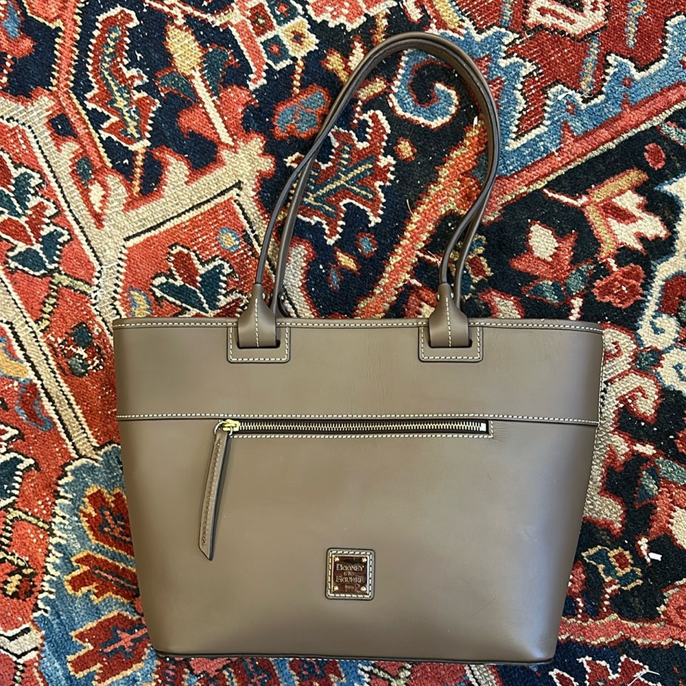 Dooney & Bourke Brown Leather Zip-Front Tote